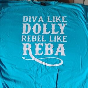 Blue Graphic Tee with White Text